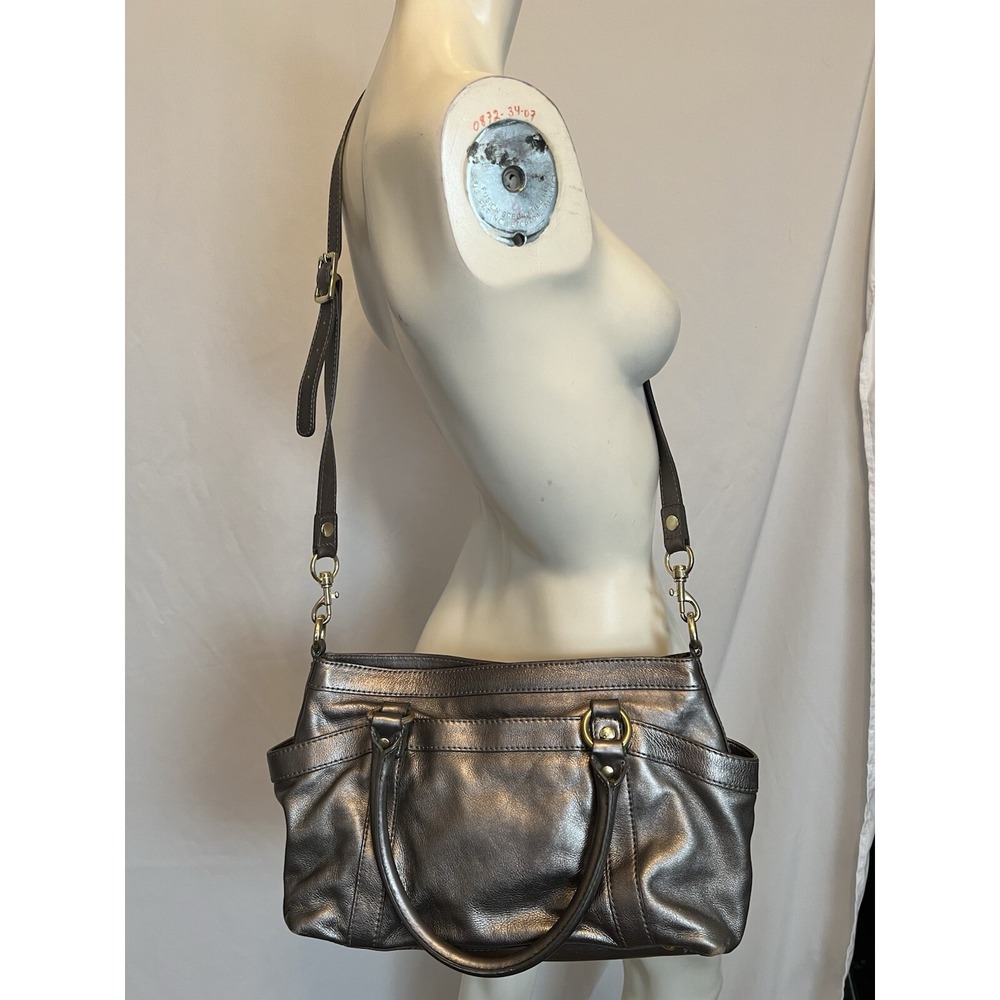 J Crew Pewter Leather Convertible Shoulder Strap Crossbody Exterior Pockets